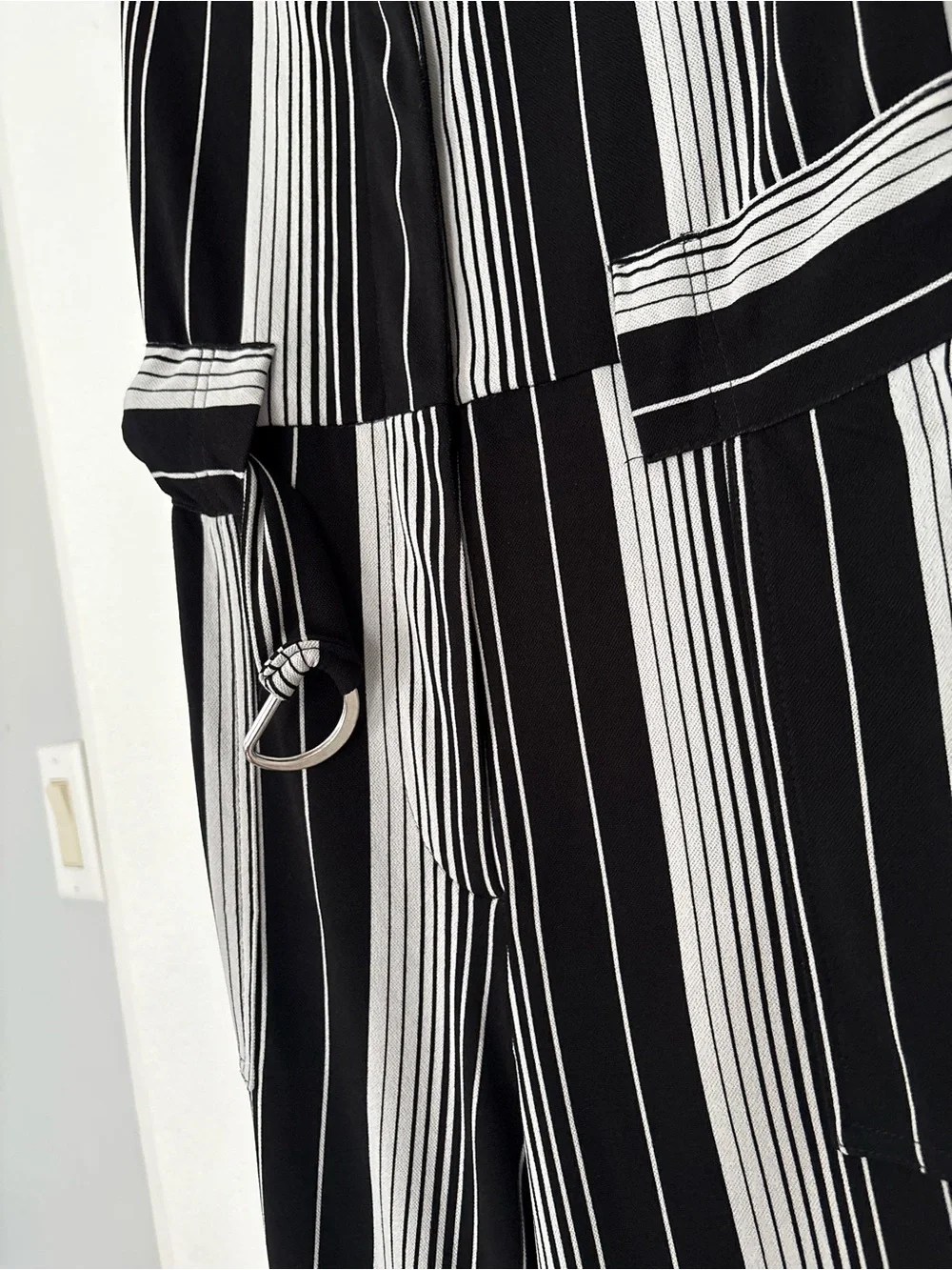 Taylor Black and White Striped Sleeveless Jumpsuit with Belt Size 2